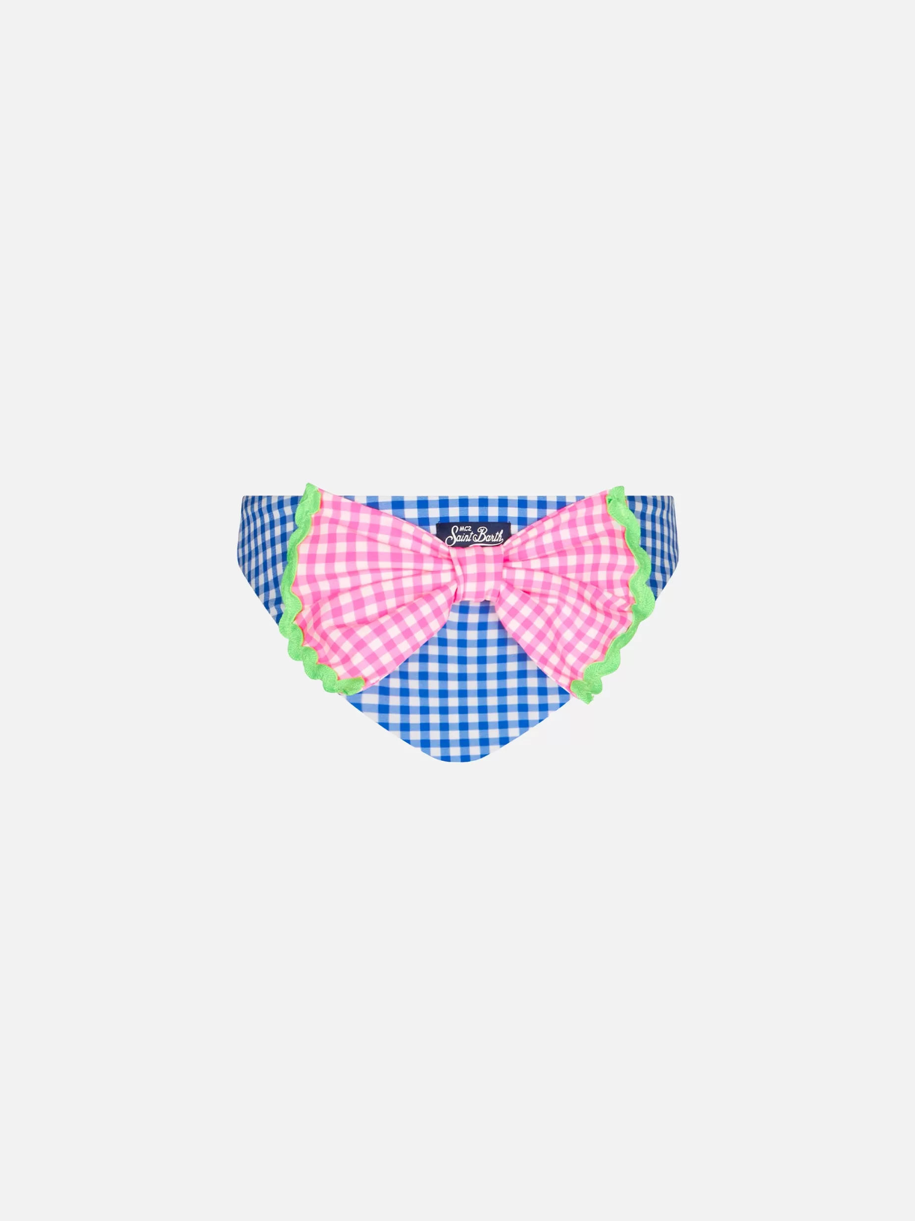 MC2 Saint Barth Bikini Und Badeslips^Mädchen-Badehose mit weißem und blauem Vichy-Print